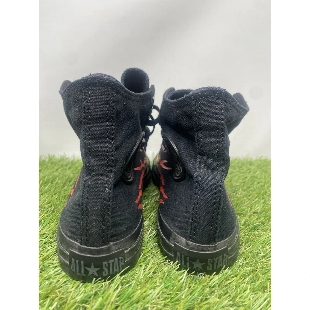 Converse Chuck Taylor All Star Black Shoes Flames Sneakers Grunge Men's Size 6